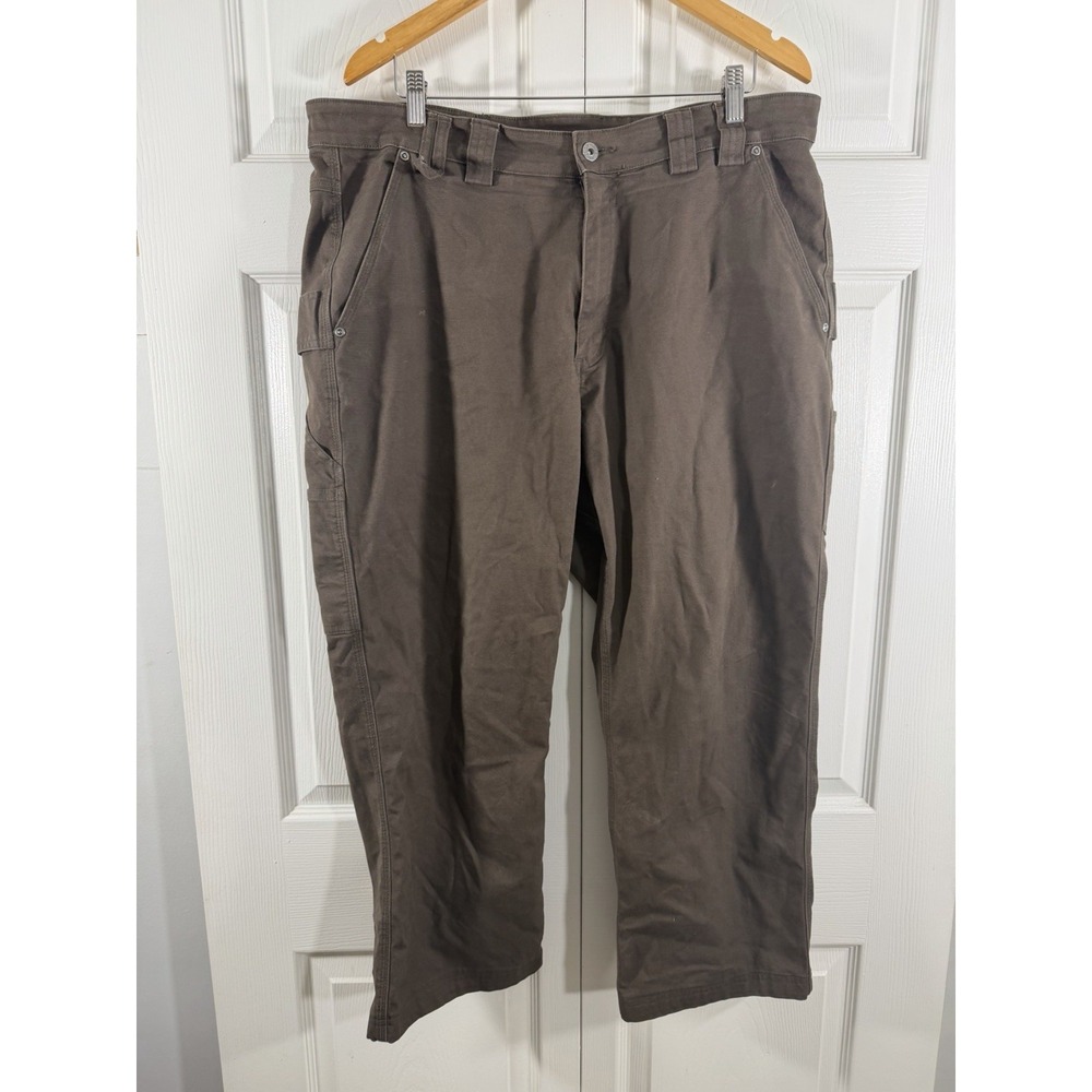 Duluth Trading Flex fire hose carpenter workwear mens pant brown Size 38/26